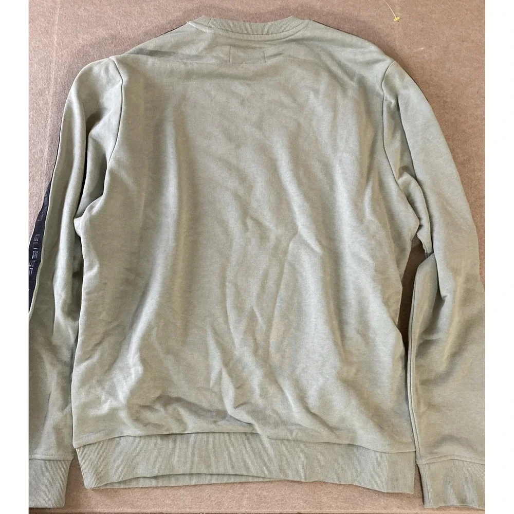 Guess Sweatshirt Mens Sz L NWT Green Crewneck Tape Logo Black Pullover Nelly